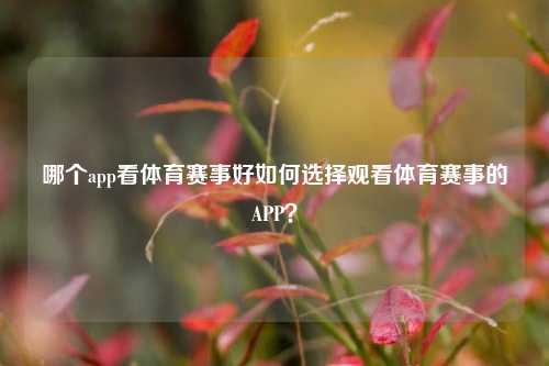 哪个app看体育赛事好如何选择观看体育赛事的APP？