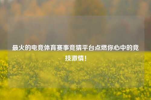 最火的电竞体育赛事竞猜平台点燃你心中的竞技激情！