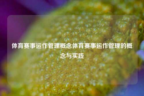体育赛事运作管理概念体育赛事运作管理的概念与实践