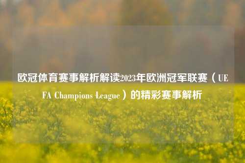 欧冠体育赛事解析解读2023年欧洲冠军联赛（UEFA Champions League）的精彩赛事解析