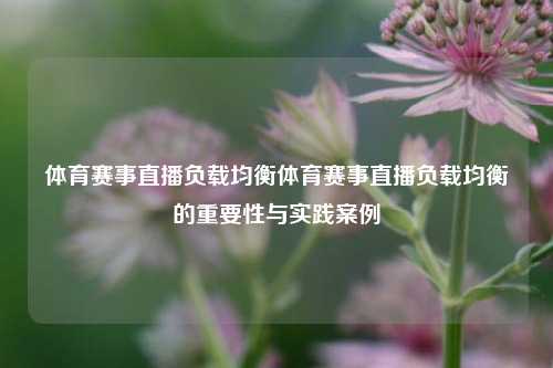 体育赛事直播负载均衡体育赛事直播负载均衡的重要性与实践案例