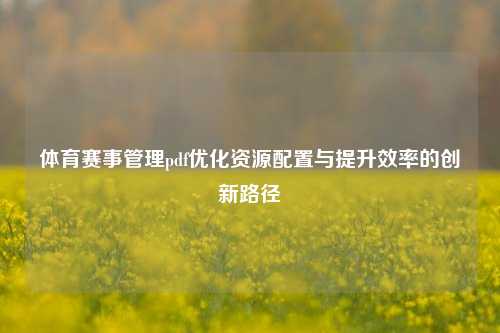 体育赛事管理pdf优化资源配置与提升效率的创新路径
