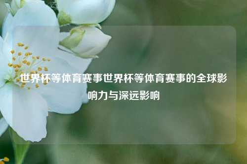 世界杯等体育赛事世界杯等体育赛事的全球影响力与深远影响
