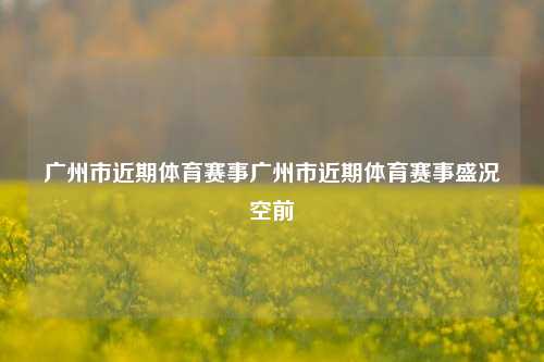 广州市近期体育赛事广州市近期体育赛事盛况空前