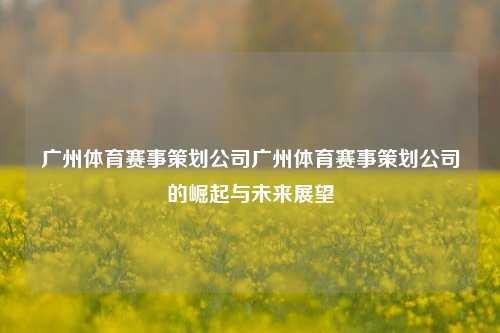 广州体育赛事策划公司广州体育赛事策划公司的崛起与未来展望