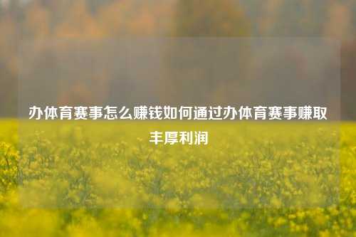办体育赛事怎么赚钱如何通过办体育赛事赚取丰厚利润