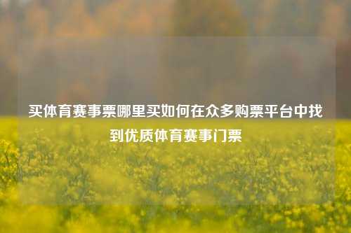 买体育赛事票哪里买如何在众多购票平台中找到优质体育赛事门票