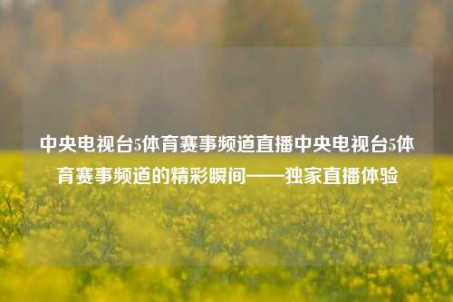 中央电视台5体育赛事频道直播中央电视台5体育赛事频道的精彩瞬间——独家直播体验