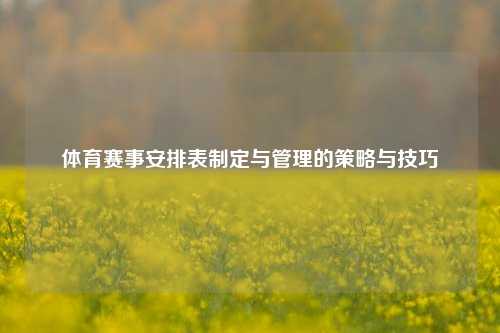 体育赛事安排表制定与管理的策略与技巧