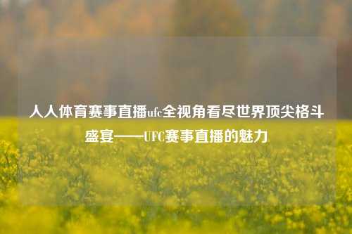 人人体育赛事直播ufc全视角看尽世界顶尖格斗盛宴——UFC赛事直播的魅力