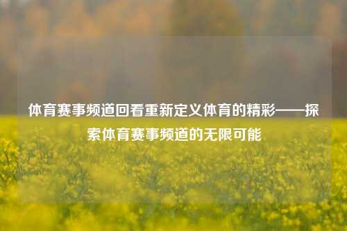 体育赛事频道回看重新定义体育的精彩——探索体育赛事频道的无限可能