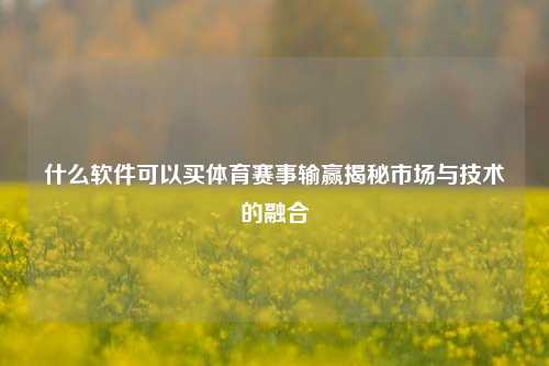 什么软件可以买体育赛事输赢揭秘市场与技术的融合