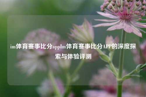 im体育赛事比分appIm体育赛事比分APP的深度探索与体验评测