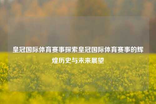 皇冠国际体育赛事探索皇冠国际体育赛事的辉煌历史与未来展望