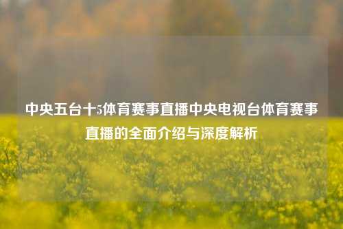 中央五台十5体育赛事直播中央电视台体育赛事直播的全面介绍与深度解析