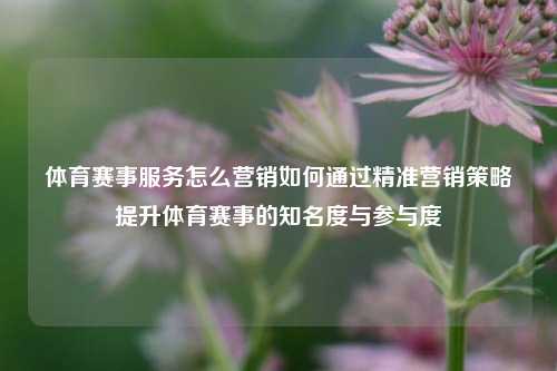 体育赛事服务怎么营销如何通过精准营销策略提升体育赛事的知名度与参与度