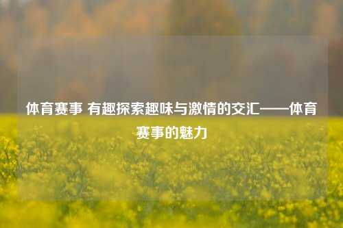 体育赛事 有趣探索趣味与激情的交汇——体育赛事的魅力
