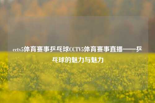 cctv5体育赛事乒乓球CCTV5体育赛事直播——乒乓球的魅力与魅力
