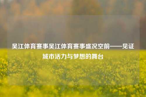吴江体育赛事吴江体育赛事盛况空前——见证城市活力与梦想的舞台
