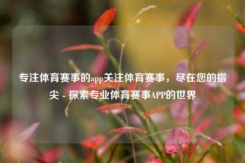 专注体育赛事的app关注体育赛事，尽在您的指尖 - 探索专业体育赛事APP的世界