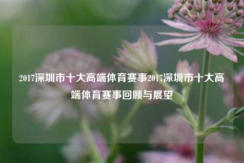 2017深圳市十大高端体育赛事2017深圳市十大高端体育赛事回顾与展望
