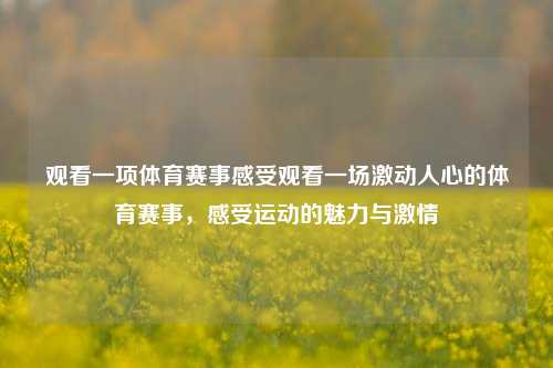 观看一项体育赛事感受观看一场激动人心的体育赛事，感受运动的魅力与激情