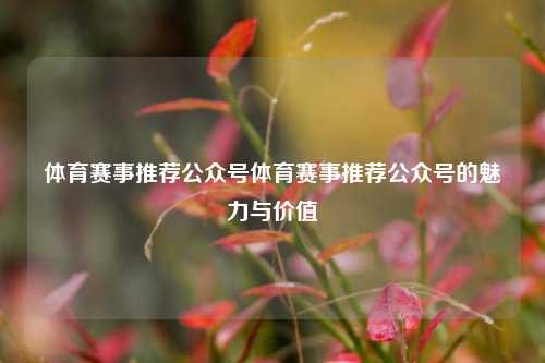 体育赛事推荐公众号体育赛事推荐公众号的魅力与价值